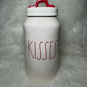 Rae Dunn Kisses Tall Skinny Canister with Red Accents